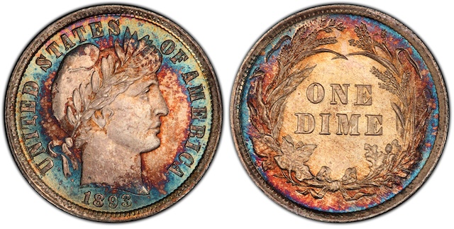 Historical Philadelphia Mint building circa 1890s or group of 1893 Barber dimes from all three mints